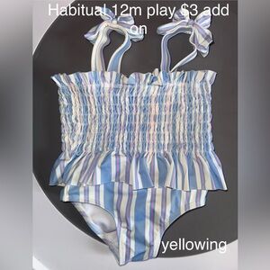 Habitual Kids Smocked Swim One Piece - Blue and Pink Stripes